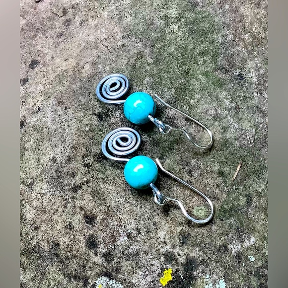 Artisan Wirework Stainless Steel Stone Handmade Earrings - Picture 3 of 4